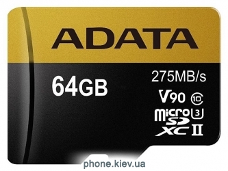 ADATA Premier ONE microSDXC UHS-II U3 Class 10 64GB + SD adapter