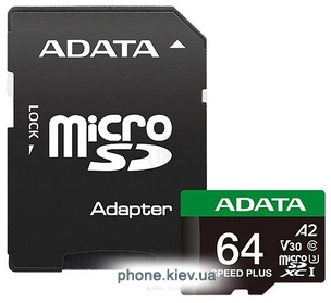 ADATA SPEED PLUS microSDXC 64GB UD64GUI3V30A2SP-RA1 (� ���������)