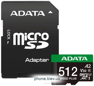 ADATA SPEED PLUS microSDXC 512GB UD512GUI3V30A2SP-RA1 (� ���������)