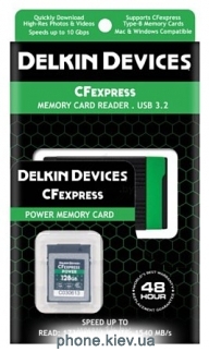 Delkin Devices CFexpress Reader and Card Bundle 128GB DCFX1-128-R