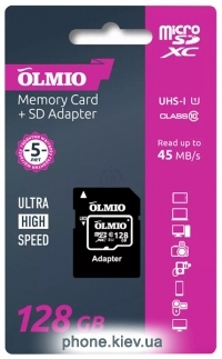 Olmio microSDXC 128GB V30 UHS-I Class 3 (U3)