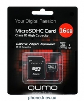 Qumo microSDHC class 10 UHS-I U1 16GB + SD adapter