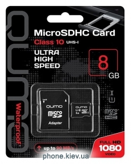 Qumo microSDHC class 10 UHS-I U1 8GB + SD adapter