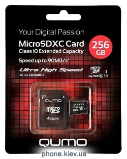 Qumo microSDXC Class 10 UHS Class 1 256GB + SD adapter