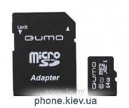 Qumo microSDXC Class 10 UHS Class 1 64GB + SD adapter