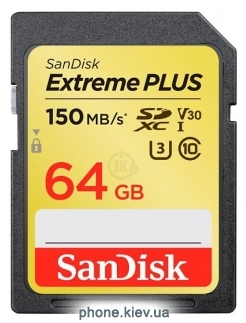 SanDisk Extreme PLUS SDXC Class 10 UHS Class 3 V30 150MB/s 64GB